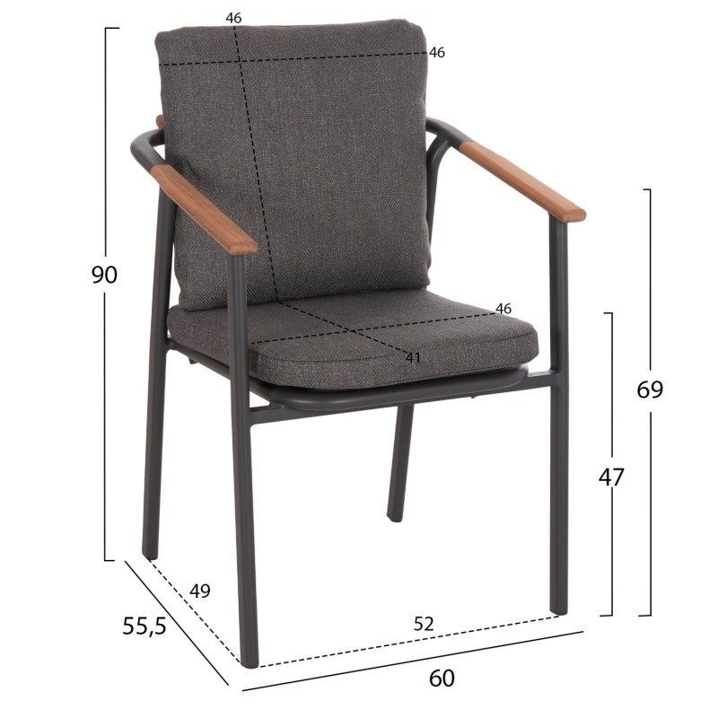 OUTDOOR DINING SET 5PCS SENTI FK11003.01 ALUMINUM & OLEFIN CUSHION COVERS---GREY OUTDOOR DINING SET 5PCS SENTI FK11003.01 ALUMINUM & OLEFIN CUSHION COVERS---GREY