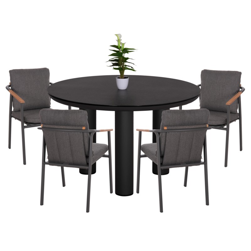 OUTDOOR DINING SET 5PCS SENTI FK11003.01 ALUMINUM & OLEFIN CUSHION COVERS---GREY OUTDOOR DINING SET 5PCS SENTI FK11003.01 ALUMINUM & OLEFIN CUSHION COVERS---GREY
