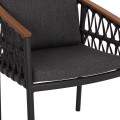 OUTDOOR DINING SET 5PCS STREAM FK11004.01 ALUMINUM-ROPE-OLEFIN CUSHION COVERS---GREY OUTDOOR DINING SET 5PCS STREAM FK11004.01 ALUMINUM-ROPE-OLEFIN CUSHION COVERS---GREY